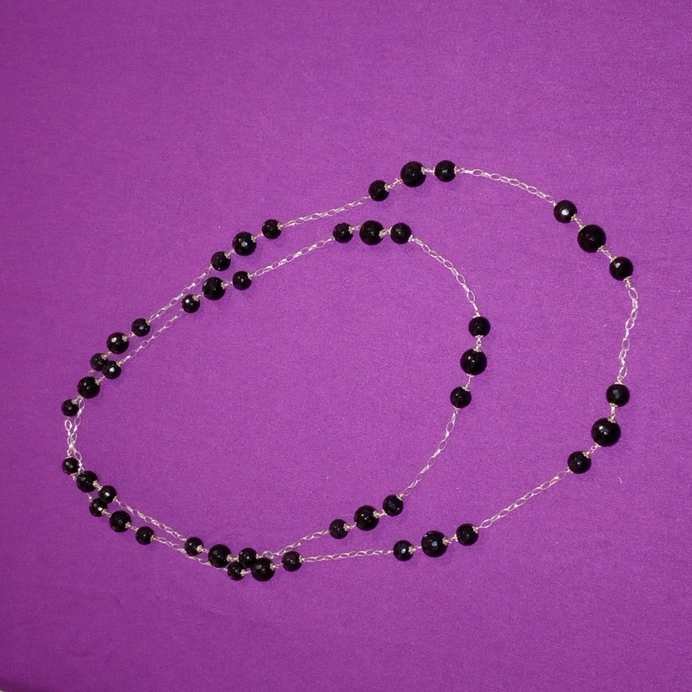 CCO | LONG NECKLACE | 925 silver 59" long necklace with Black Onyx